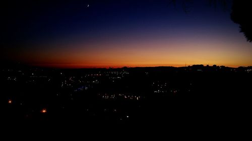 Silhouette of city at dusk