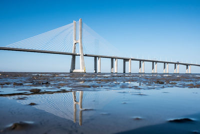 Low angle view of bridge against clear sky