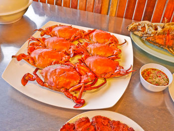 High angle view of meal served in plate