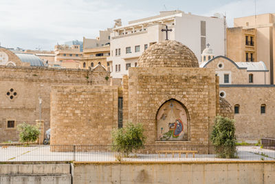 The roman ruins and saint george cathedral, downtown, beirut, lebanon, middle east