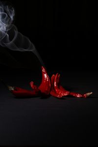 Close-up of red chili pepper against black background