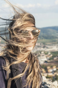 Portrait of woman with eyes closed