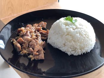 High angle view of meal served in plate