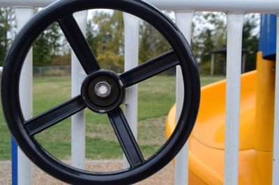 Close-up of metal wheel