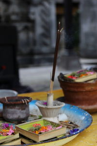 Close-up of food on table