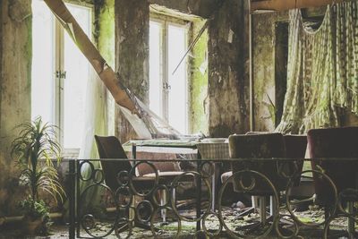 Empty chairs and table at home