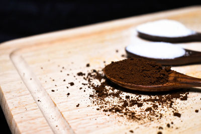 Close-up of chocolate cake on table
