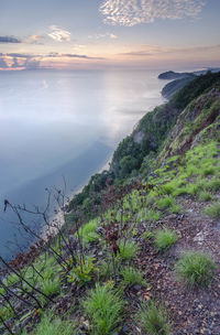 Scenic view of sea against sky during sunset