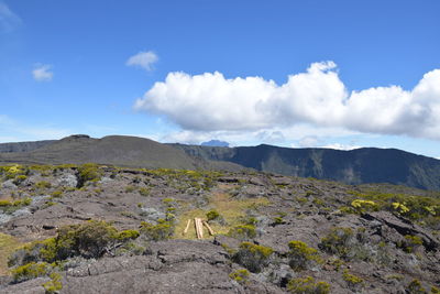 Scenic view of mountains against sky