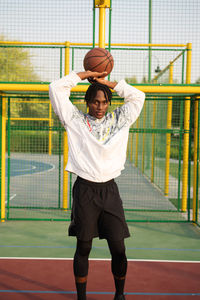 Portrait of the black man with the basketball