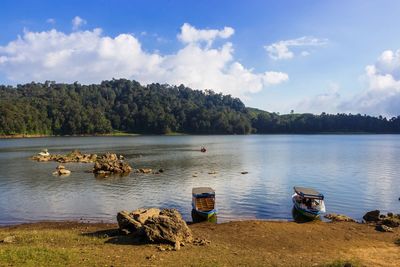 Scenic view of lake against sky