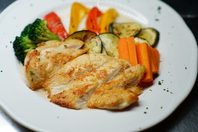 High angle view of meal served in plate