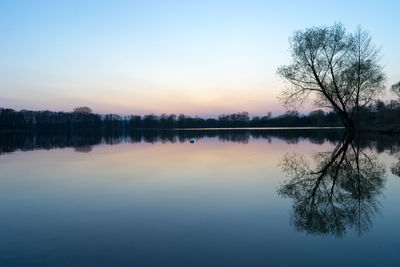 Scenic view of lake against clear sky