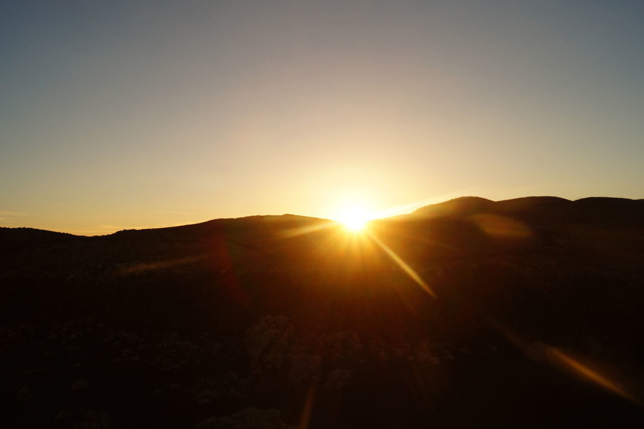 SILHOUETTE LANDSCAPE AGAINST SKY DURING SUNSET