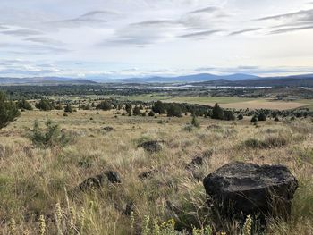 A lone rock overlooking a small town, klamath falls, oregon 