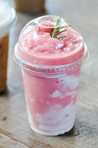 Close-up of drink in glass on table