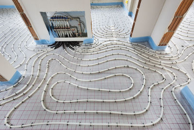 Underfloor heating in new house under construction