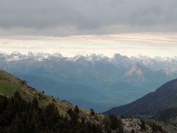 Scenic view of mountains against sky