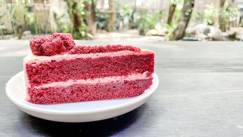 Close-up of cake on table