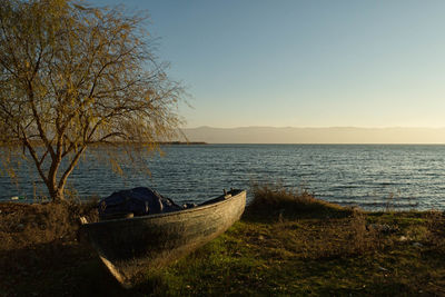 Scenic view of sea against clear sky