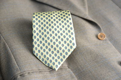 Close-up of necktie on blazer