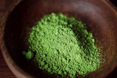 High angle view of green beans in bowl