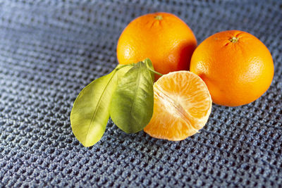 High angle view of oranges