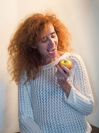 Young man eating food