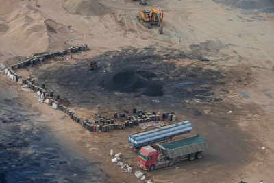 High angle view of mining site