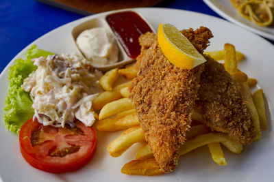 Close-up of breakfast served on plate