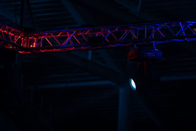 Stage lighting. projectors in the circus.multicolored light rays from stage spotlights on stage