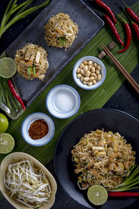 High angle view of food on table