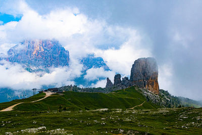 Panoramic view of town against sky