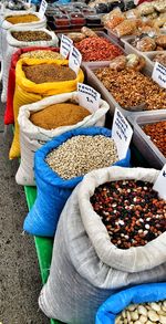 High angle view of vegetables for sale in market