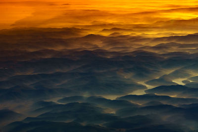 Aerial view of clouds over landscape