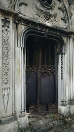 Closed door of old building