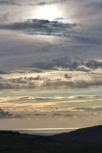 Scenic view of silhouette landscape against sky during sunset