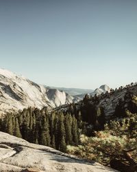 Scenic view of mountains against clear sky