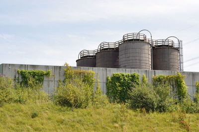 Old elevated tanks on berthold-beitz-boulevard in essen, germany.