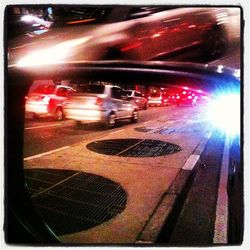 Traffic on road at night