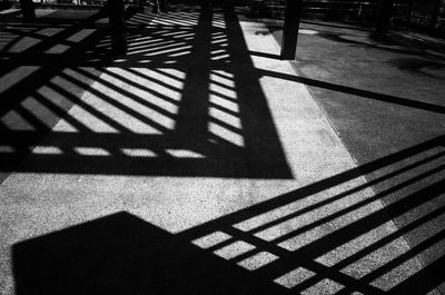 High angle view of shadow on floor