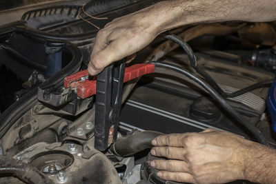 Man working in car