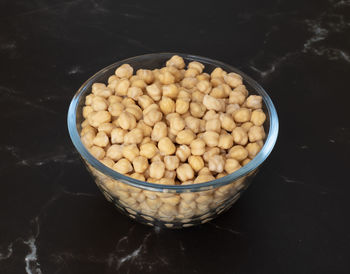High angle view of food in bowl on table