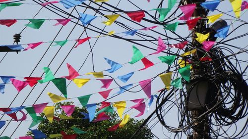 Low angle view of colorful lanterns