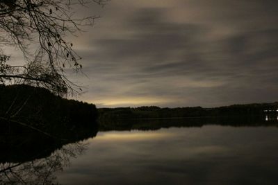 Reflection of trees in calm lake