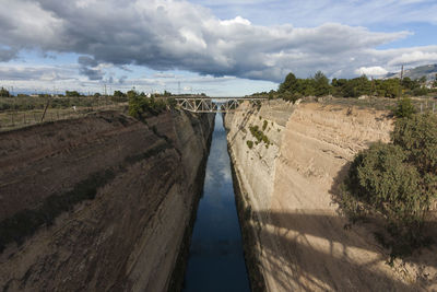 High angle view of river against sky