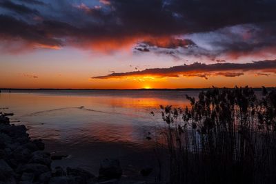 Scenic view of sea against sky during sunset