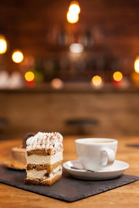 Close-up of dessert on table