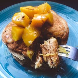 High angle view of food in plate