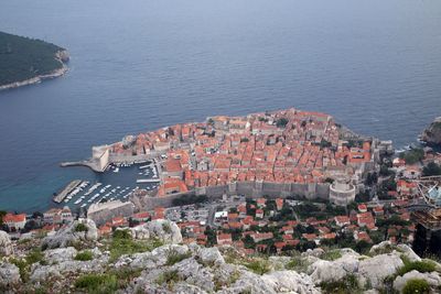 High angle view of buildings in city